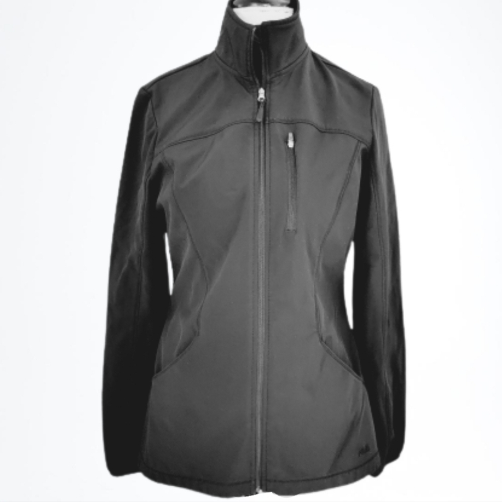 Fila Soft Shell Black Fleece Backed Full Zip Performance Jacket Size Medium
